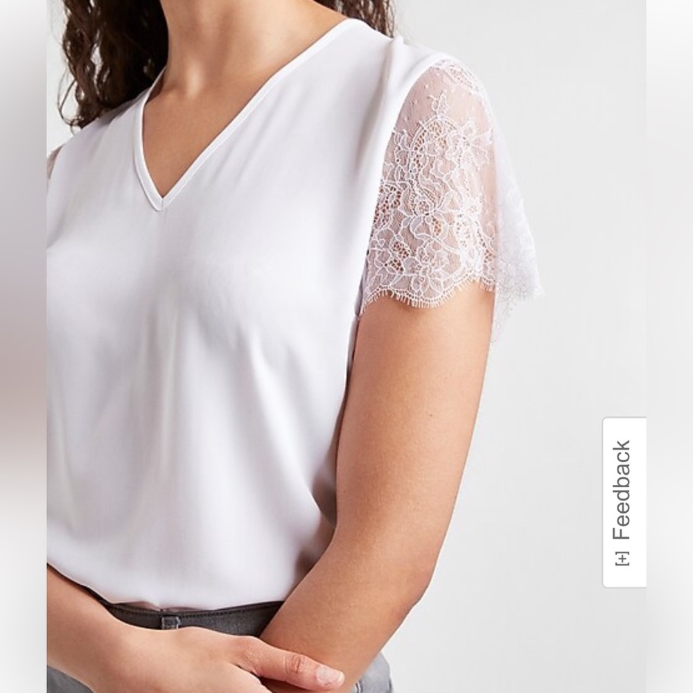 Lace Sleeve V-Neck Blouse